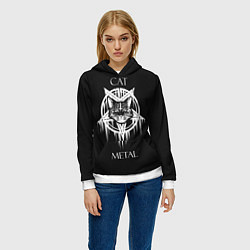 Толстовка-худи женская Cat metal, цвет: 3D-белый — фото 2