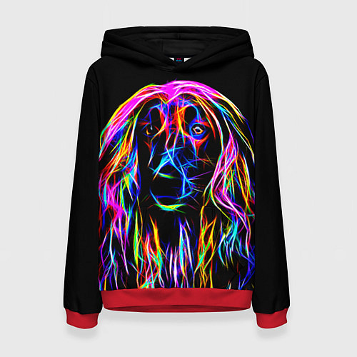 Женская толстовка Dog - neon lines / 3D-Красный – фото 1