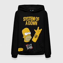 Толстовка-худи женская System of a Down Гомер Симпсон рокер, цвет: 3D-черный