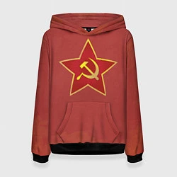 Толстовка-худи женская Советская звезда, цвет: 3D-черный