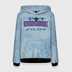 Толстовка-худи женская Drone pilot 2 0, цвет: 3D-черный