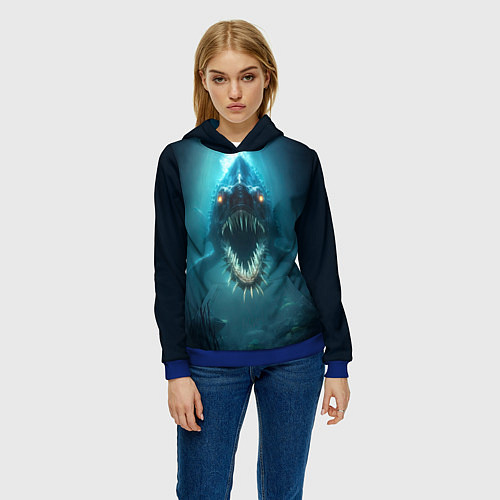 Женская толстовка Голодный мегалодон / 3D-Синий – фото 3