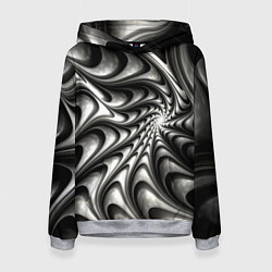 Толстовка-худи женская Abstract fractal grey, цвет: 3D-меланж