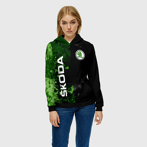 Женская толстовка Skoda черно зеленый / 3D-Черный – фото 3