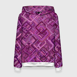 Толстовка-худи женская Фиолетовые диагонали, цвет: 3D-белый