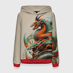 Толстовка-худи женская Japan dragon - irezumi, цвет: 3D-красный