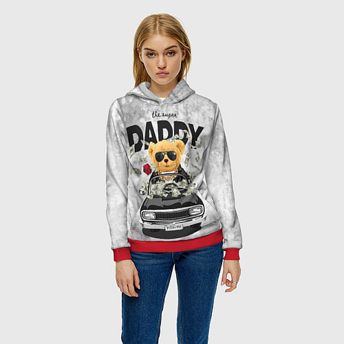 Женская толстовка The sugar Daddy Bear / 3D-Красный – фото 3
