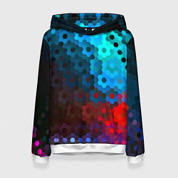 Толстовка-худи женская Битва размытых пикселей, цвет: 3D-белый