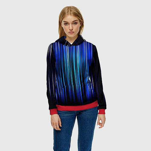 Женская толстовка Neon line stripes / 3D-Красный – фото 3