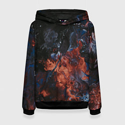 Толстовка-худи женская Абстрактные брызги тёмных красок и воды, цвет: 3D-черный