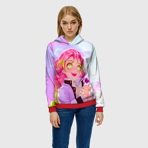 Женская толстовка Мицури Канродзи из аниме Клинок рассекающий демоно / 3D-Красный – фото 3