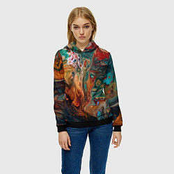Толстовка-худи женская Разводы краски: арт нейросети, цвет: 3D-черный — фото 2