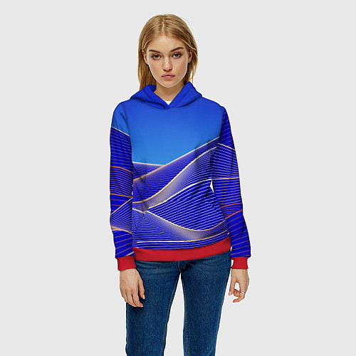 Женская толстовка Волновая растровая композиция / 3D-Красный – фото 3