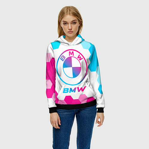 Женская толстовка BMW neon gradient style / 3D-Черный – фото 3