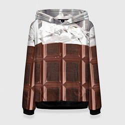 Толстовка-худи женская Темная плитка шоколада в обертке, цвет: 3D-черный