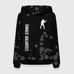 Толстовка-худи женская Counter Strike glitch на темном фоне: надпись, сим, цвет: 3D-черный