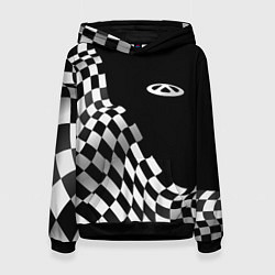 Толстовка-худи женская Chery racing flag, цвет: 3D-черный