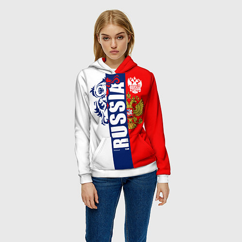 Женская толстовка Russia national team: white blue red / 3D-Белый – фото 3