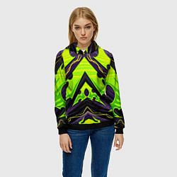 Толстовка-худи женская Ядовитый экстримальный узор, цвет: 3D-черный — фото 2
