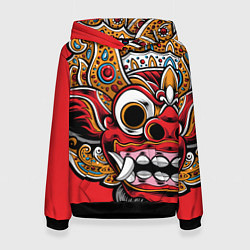 Толстовка-худи женская Barong - Bali - tattoo, цвет: 3D-черный