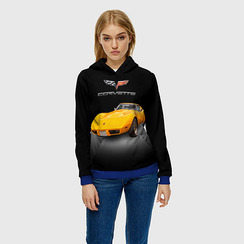 Женская толстовка Американский спорткар Chevrolet Corvette Stingray / 3D-Синий – фото 3