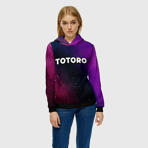 Женская толстовка Totoro gradient space / 3D-Черный – фото 3