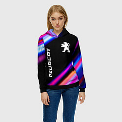 Толстовка-худи женская Peugeot speed lights, цвет: 3D-черный — фото 2
