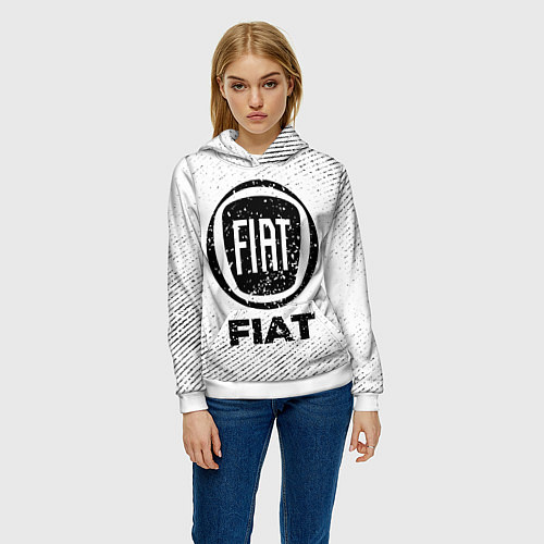 Женская толстовка Fiat с потертостями на светлом фоне / 3D-Белый – фото 3