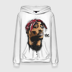 Толстовка-худи женская 2Pac - Тупак Шакур, цвет: 3D-белый