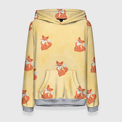 Толстовка-худи женская Наблюдательные лисята, цвет: 3D-меланж