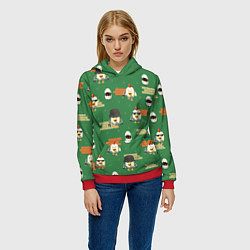 Толстовка-худи женская Chicken gun battle, цвет: 3D-красный — фото 2