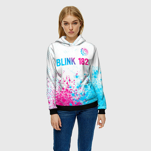 Женская толстовка Blink 182 neon gradient style: символ сверху / 3D-Черный – фото 3