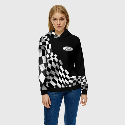 Женская толстовка Ford racing flag / 3D-Черный – фото 3