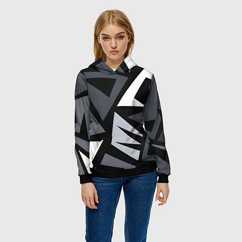 Женская толстовка Геометрический камуфляж / 3D-Черный – фото 3