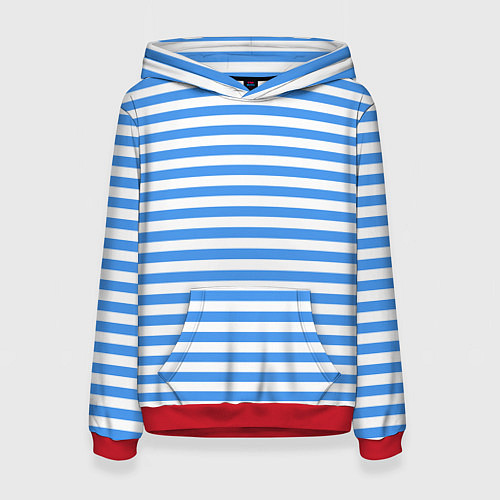 Женская толстовка Тельняшка васильковая ВДВ / 3D-Красный – фото 1