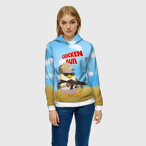 Женская толстовка Цыпленок - Чикен Ган / 3D-Белый – фото 3