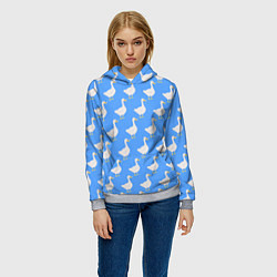 Толстовка-худи женская Домашний гусь вооружен ножом, цвет: 3D-меланж — фото 2