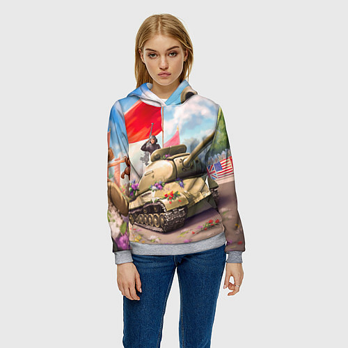 Женская толстовка Русский танк / 3D-Меланж – фото 3