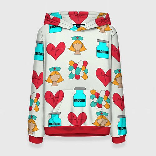 Женская толстовка Вакцина, пипюпи и сердце / 3D-Красный – фото 1