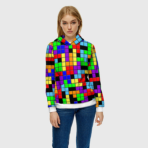 Женская толстовка Тетрис цветные блоки / 3D-Белый – фото 3