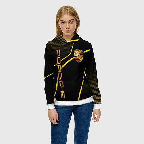 Женская толстовка Porsche - Gold line / 3D-Белый – фото 3