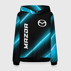 Толстовка-худи женская Mazda неоновые лампы, цвет: 3D-черный