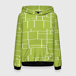 Толстовка-худи женская Цвет зеленый салатовый тренд, цвет: 3D-черный