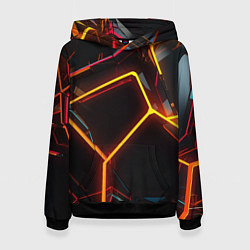 Толстовка-худи женская Неон на черном фоне, цвет: 3D-черный
