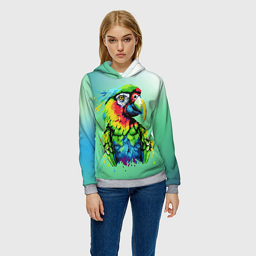 Женская толстовка Разноцветный попугай / 3D-Меланж – фото 3