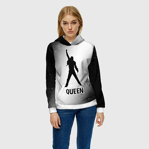 Женская толстовка Queen glitch на светлом фоне / 3D-Белый – фото 3