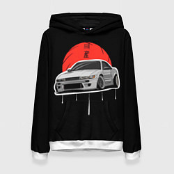 Толстовка-худи женская Nissan Silvia S14 - Japan style, цвет: 3D-белый