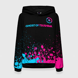 Женская толстовка Ghost of Tsushima - neon gradient: символ сверху