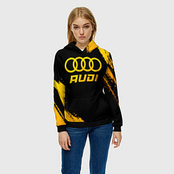Толстовка-худи женская Audi - gold gradient, цвет: 3D-черный — фото 2