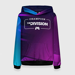 Толстовка-худи женская The Division gaming champion: рамка с лого и джойс, цвет: 3D-черный